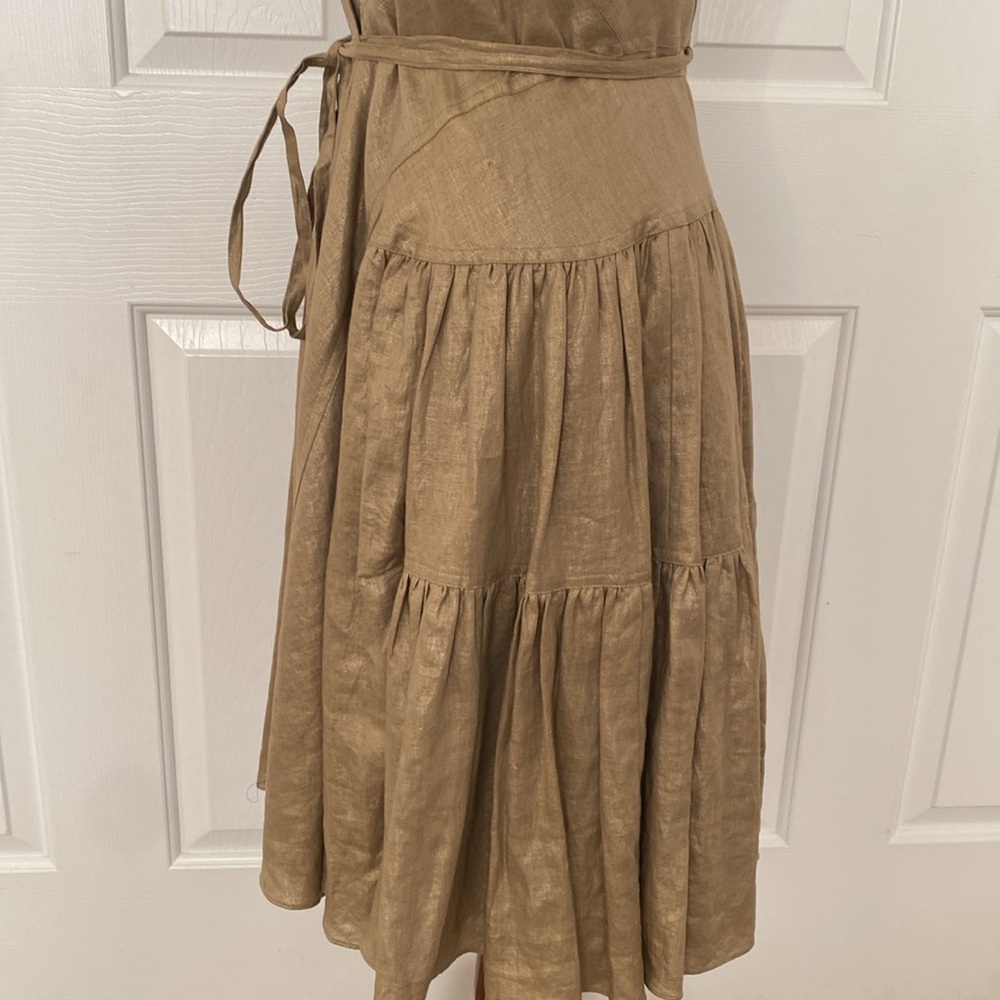 Lauren Ralph Lauren 100% Linen Halter Wrap Dress Size M - Picture 5 of 12